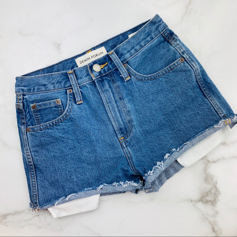 Aritzia Denim Forum cuffed high waisted shorts - Picture 1 of 4